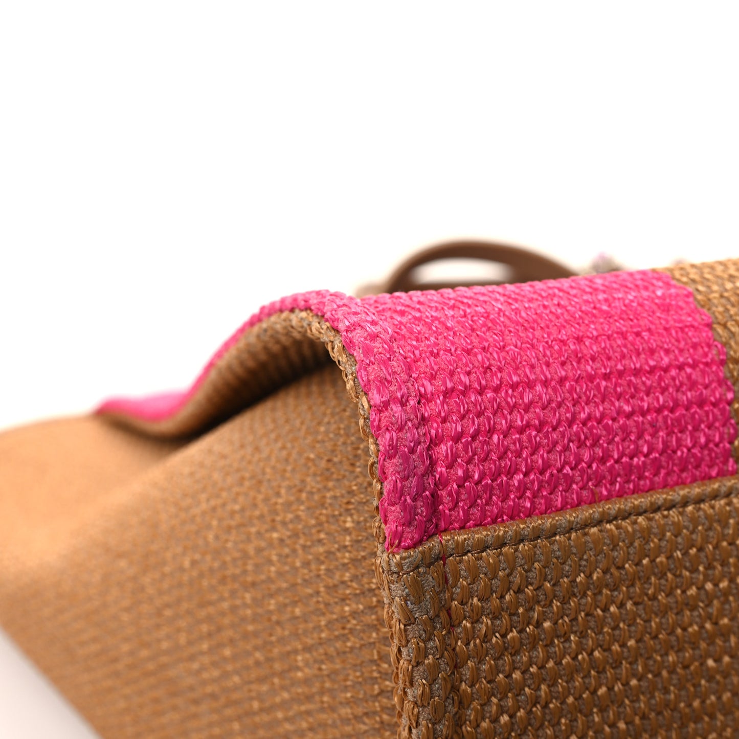 Straw Raffia Calfskin Striped Medium Deauville Tote Dark Beige Fuchsia Navy Blue