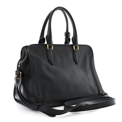 Alexander McQueen Pebbled Calfskin Small Skull Padlock Zip Around Tote Black 3 of 14
