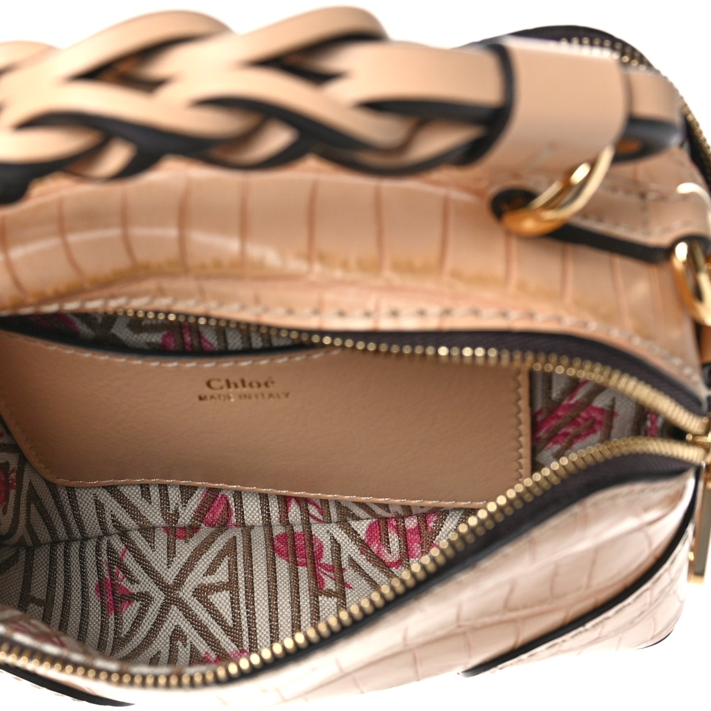 Calfskin Crocodile Embossed Mini Daria Sandy Beige
