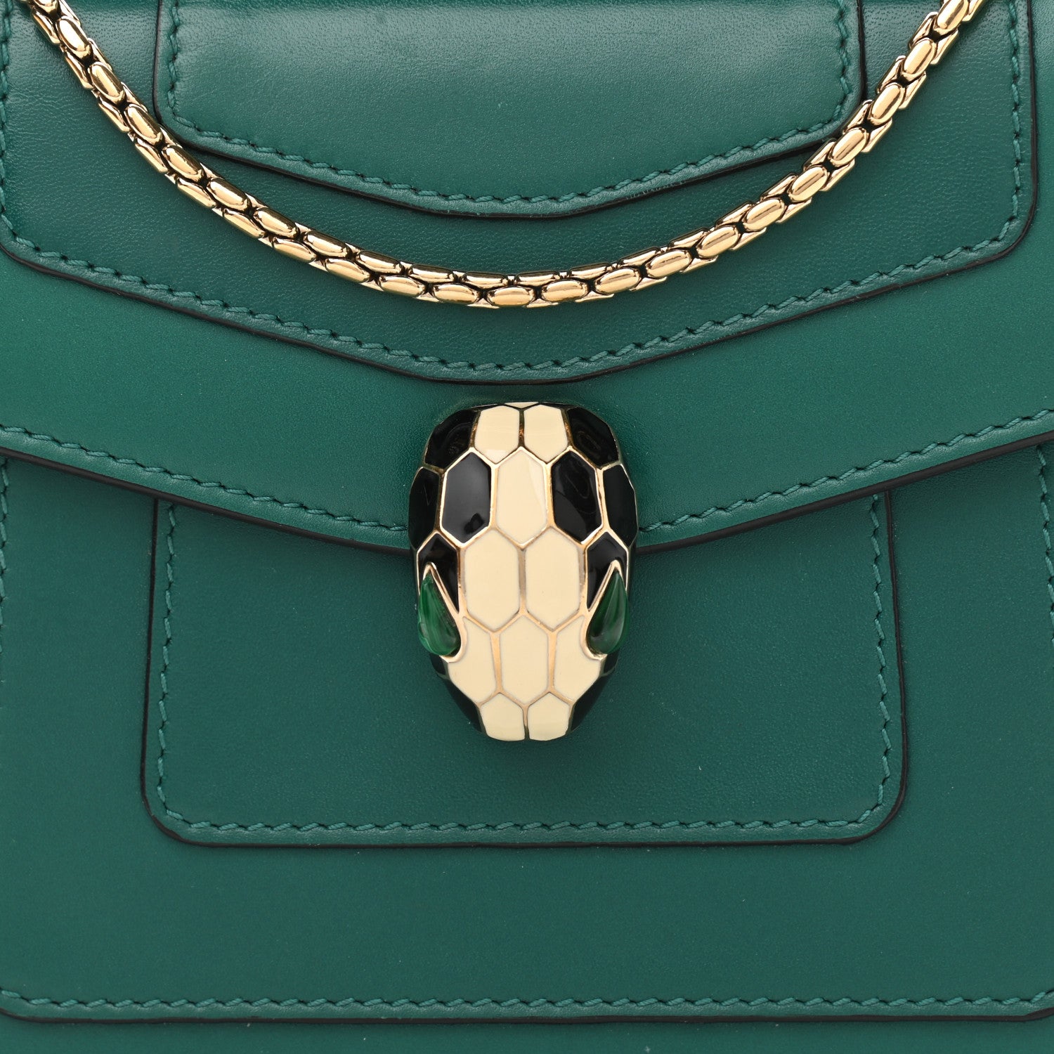 Bulgari Calfskin Serpenti Forever Crossbody Bag Emerald Green 7 of 13
