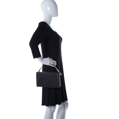 Fendi Calfskin Shoulder Bag Black White 2 of 9