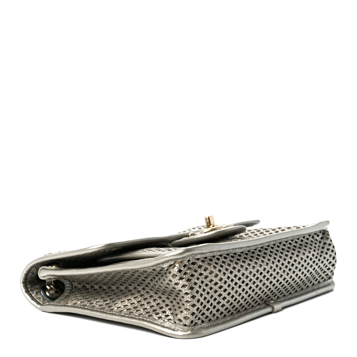 Metallic Perforated Calfskin Small Up In The Air Flap Light Gold