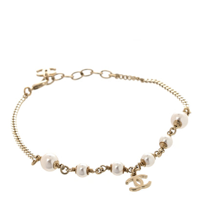 Chanel Pearl CC Chain Anklet Gold Pearly White 1 of 4