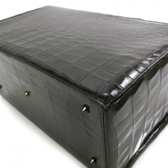 Hermes Black Vintage Crocodile Satchel 5 of 8