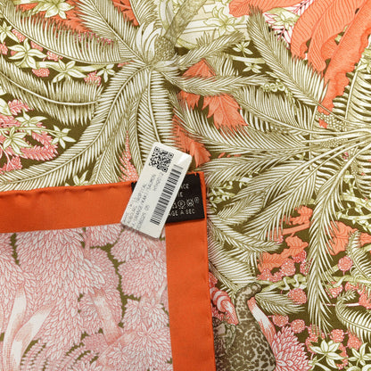 Hermes Silk Faubourg Tropical Scarf 90 Orange Kaki Saumon 6 of 6