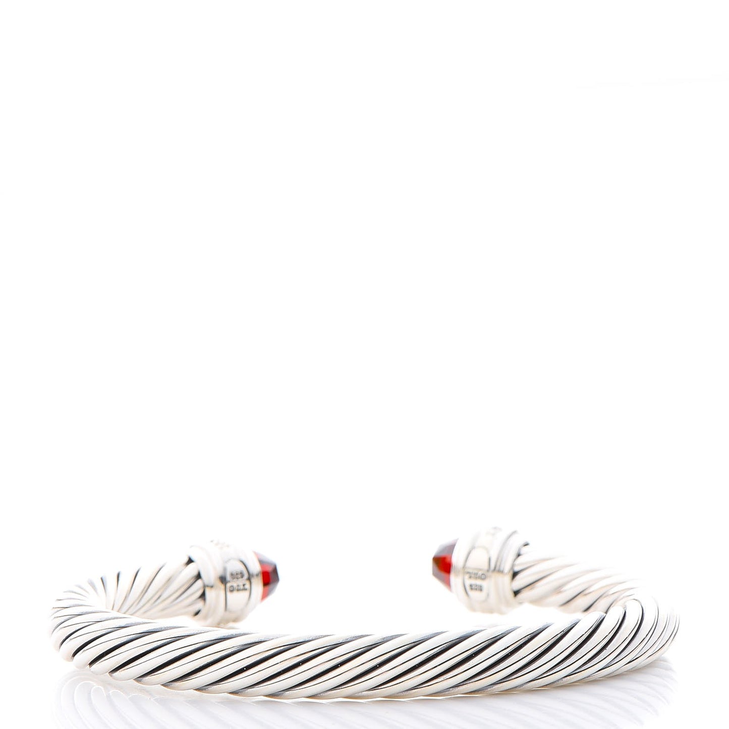 Sterling Silver Diamond Garnet 7mm Cable Classics Bracelet