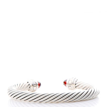 David Yurman Sterling Silver Diamond Garnet 7mm Cable Classics Bracelet 3 of 5