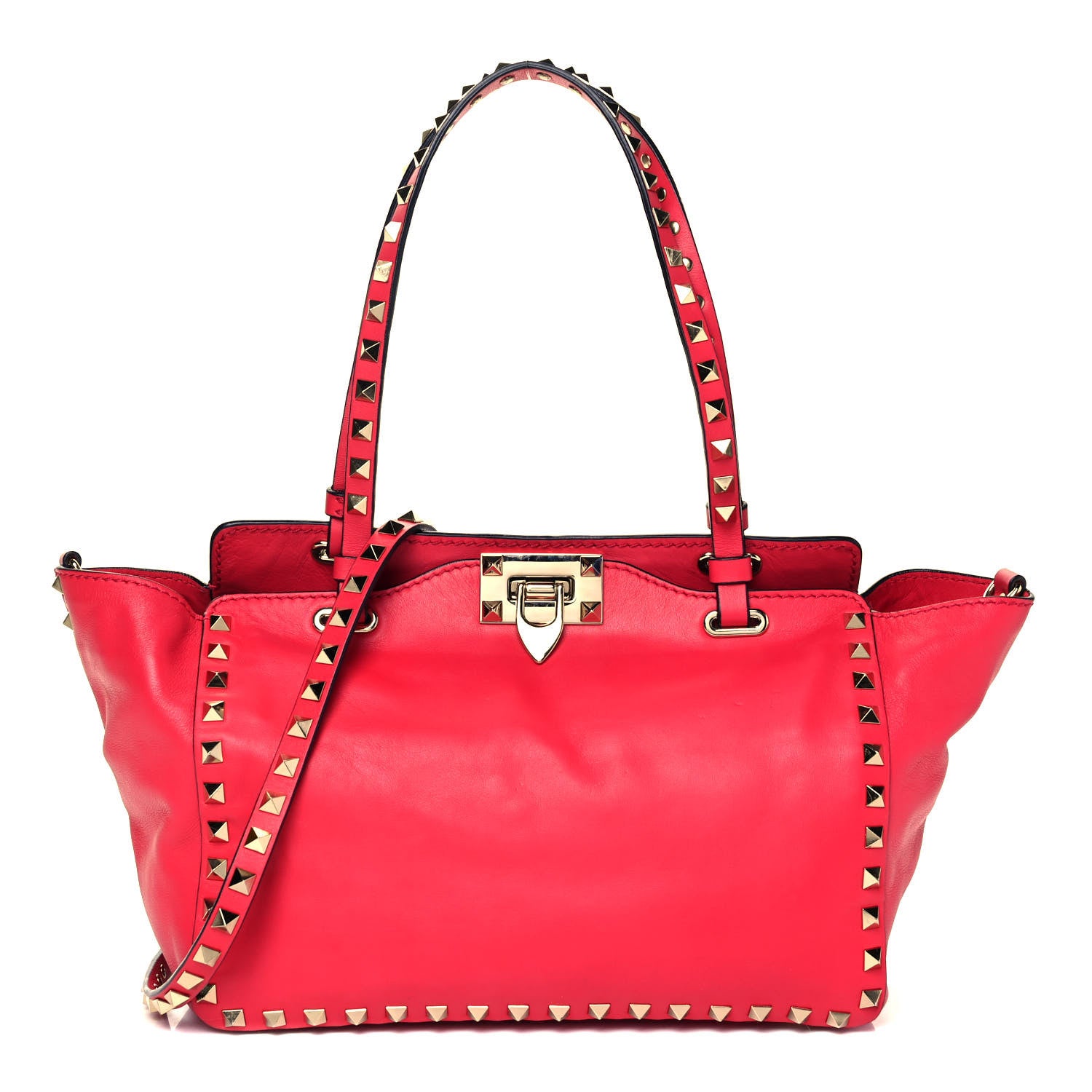 Valentino Garavani Vitello Small Rockstud Tote Fragola 1 of 10
