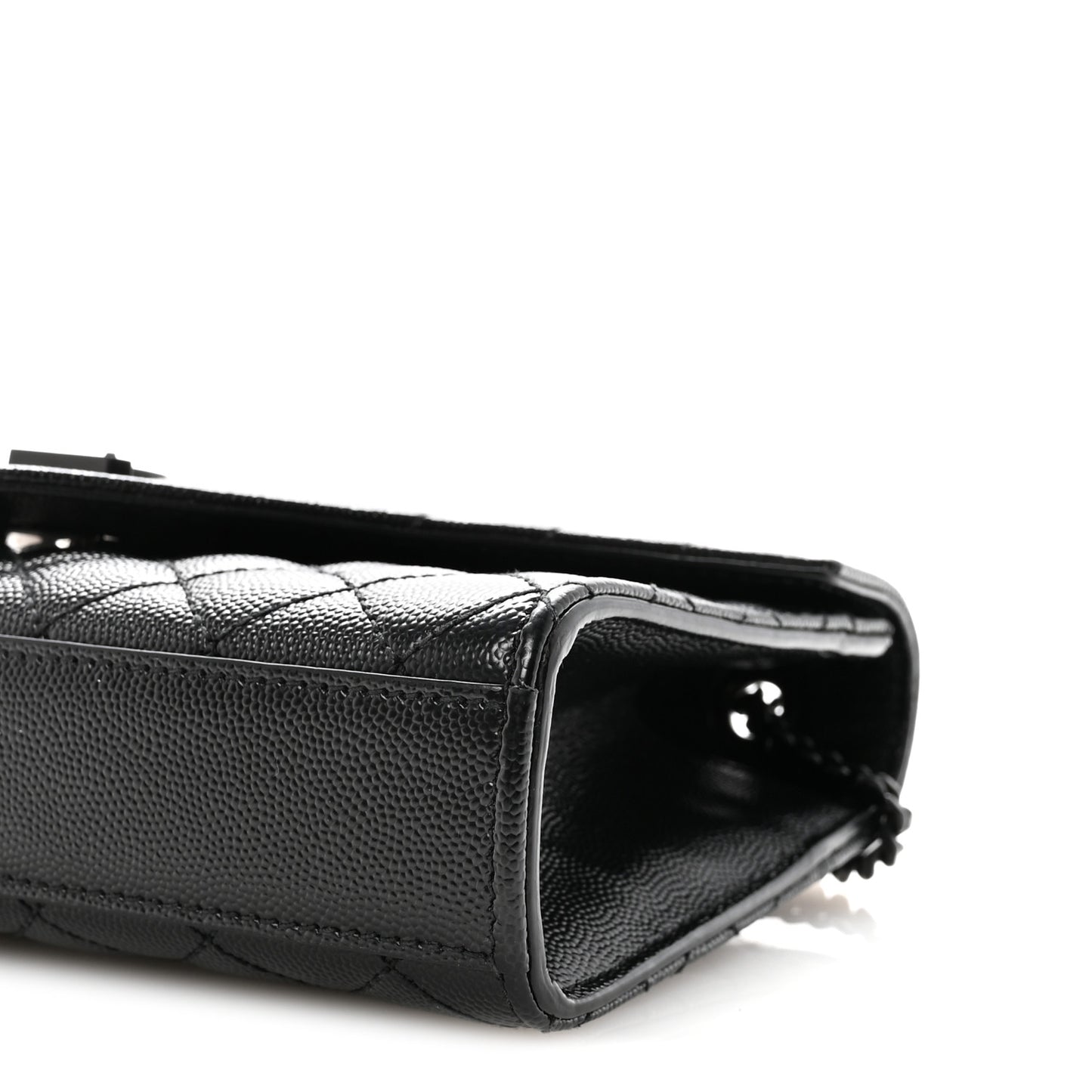 Grain De Poudre Textured Mixed Matelasse Triquilt Small Monogram Monochrome Satchel Black