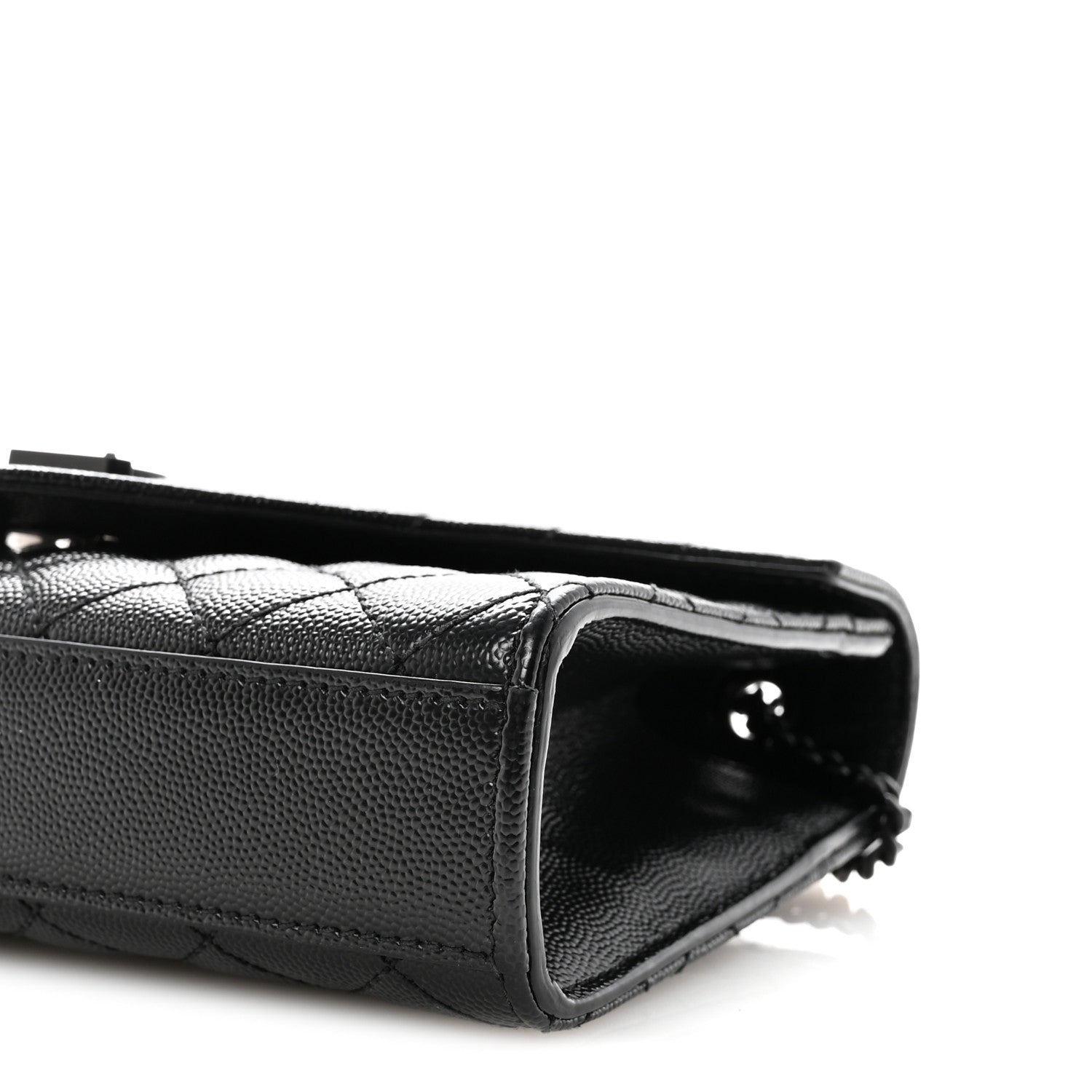 Saint Laurent Grain De Poudre Textured Mixed Matelasse Triquilt Small Monogram Monochrome Satchel Black 9 of 9