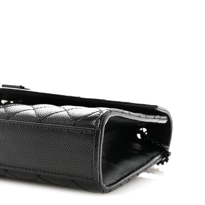 Saint Laurent Grain De Poudre Textured Mixed Matelasse Triquilt Small Monogram Monochrome Satchel Black 9 of 9
