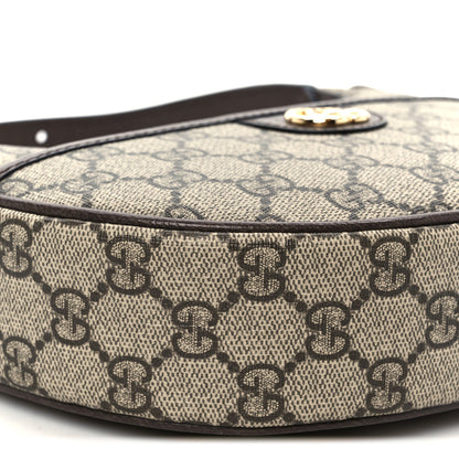 Gucci GG Supreme Monogram Textured Dollar Calfskin Small Ophidia Shoulder Bag Beige Ebony New Acero 9 of 11