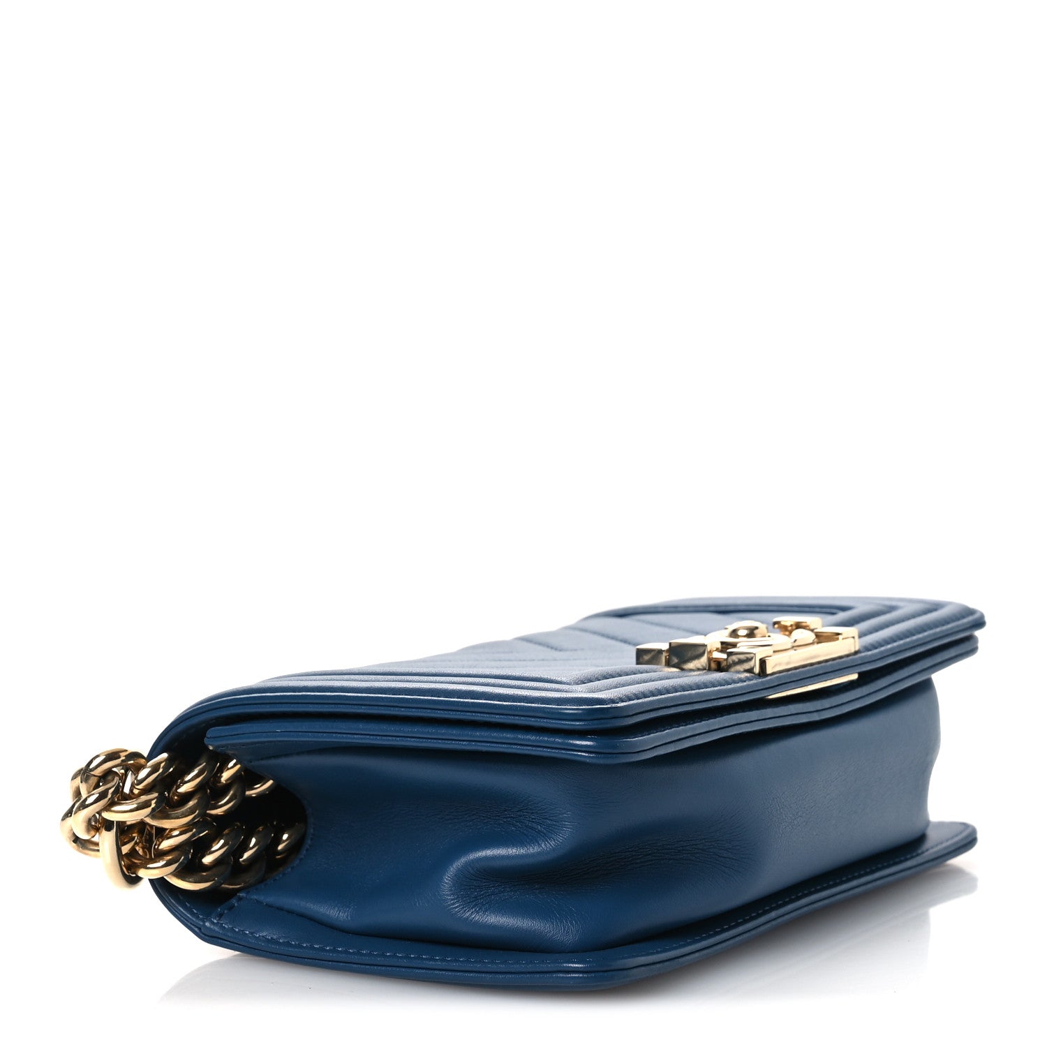 Chanel Calfskin Chevron Quilted Small Boy Flap Blue 4 of 12