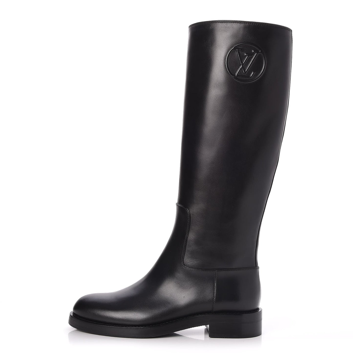 Calfskin Overdrive Flat High Boots 37.5 Black