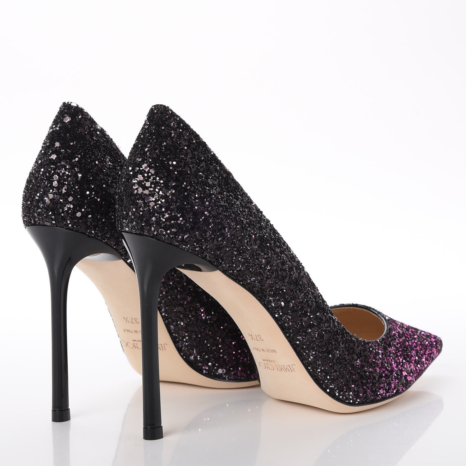 Jimmy Choo Coarse Glitter Degrade Romy 100 Pumps 37.5 Pink Black 4 of 10