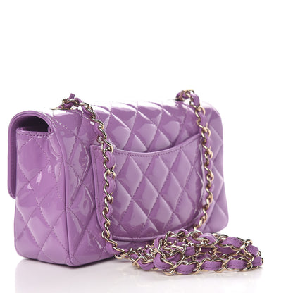 Chanel Patent Quilted Mini Rectangular Flap Purple 3 of 11