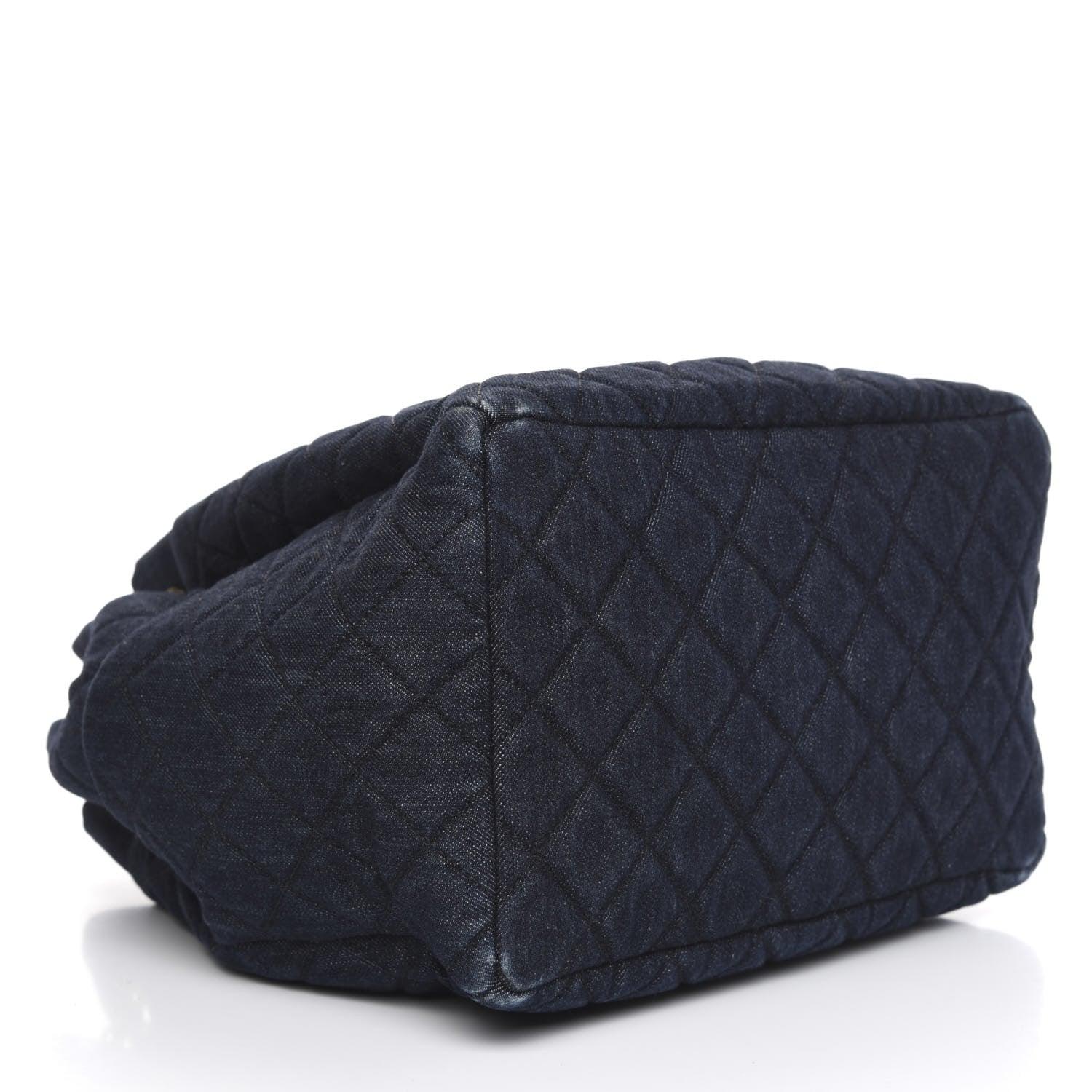 Chanel Washed Denim Quilted Large Urban Spirit Drawstring Bag Dark Blue 4 of 11