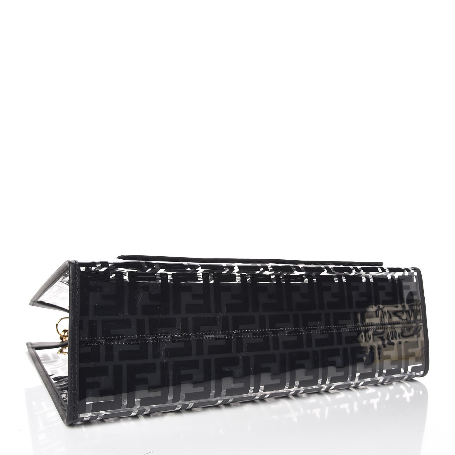 Fendi TPU FF Vitello Century Plexiglass Medium Runaway Shopper Tote Black 4 of 10