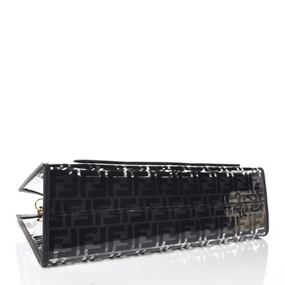 Fendi TPU FF Vitello Century Plexiglass Medium Runaway Shopper Tote Black 4 of 10