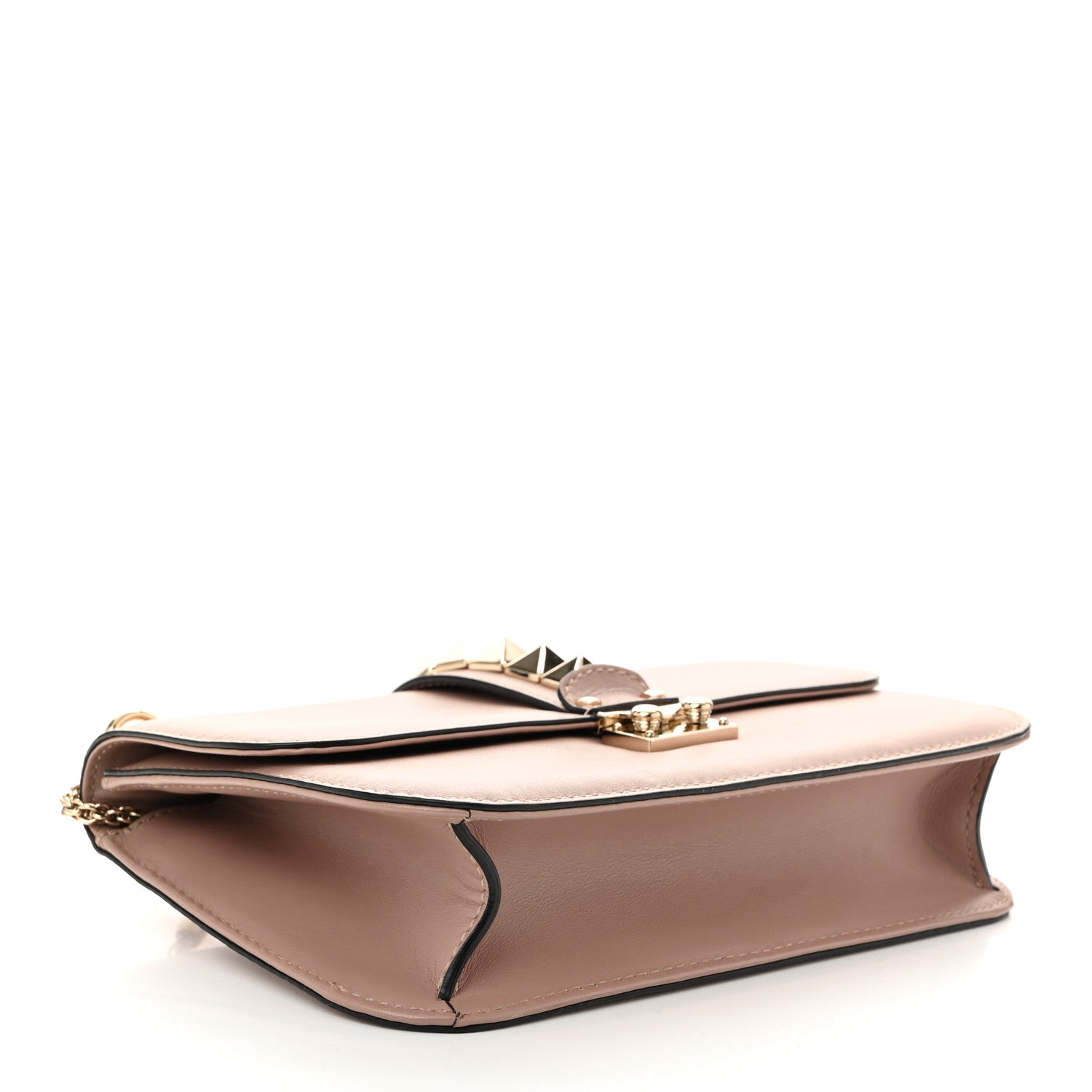 Valentino Garavani Vitello Medium Glam Lock Rockstud Flap Poudre 4 of 9