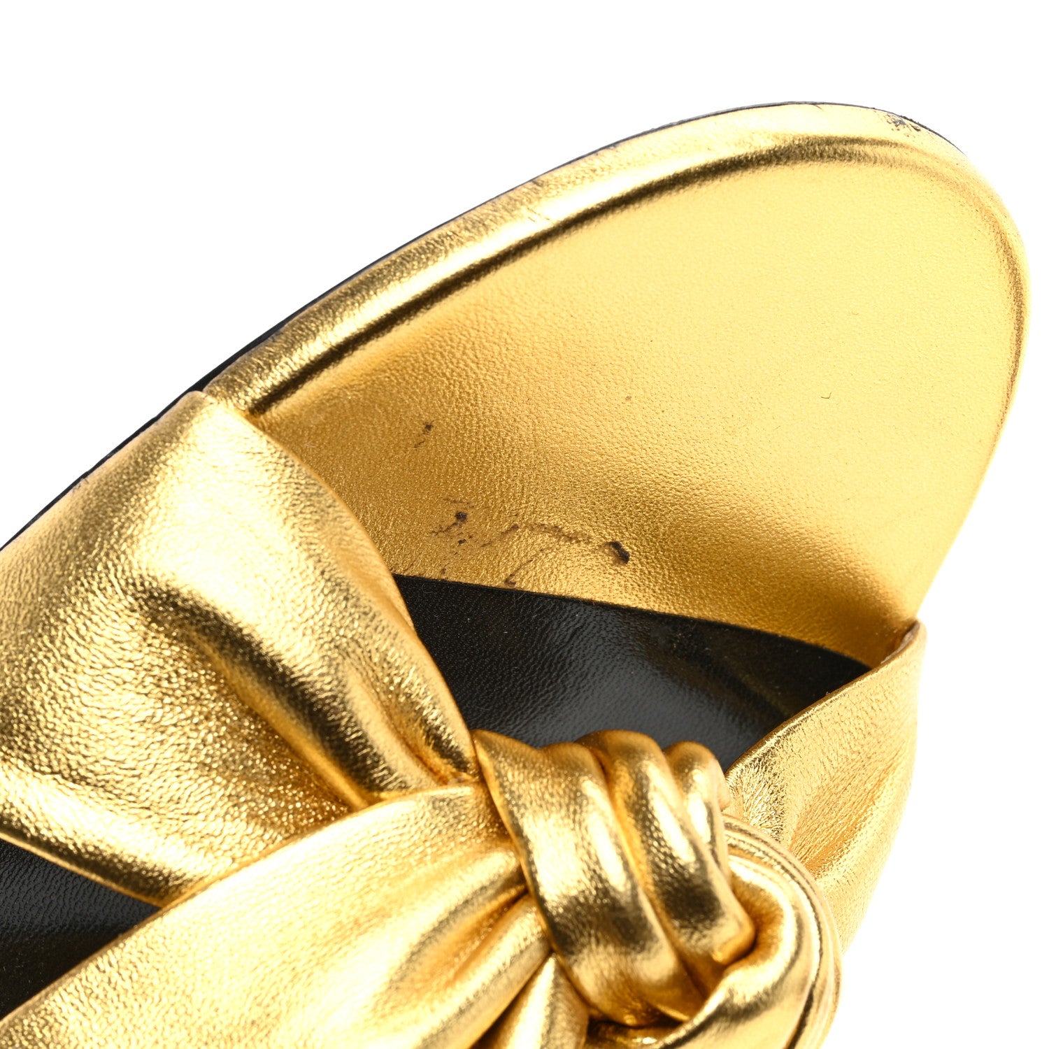 Saint Laurent Metallic Calfskin Bianca Knotted Mule Sandals 38 Gold 8 of 8