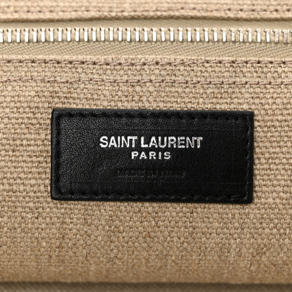 Saint Laurent Linen Calfskin Rive Gauche Tote Optic White 6 of 10
