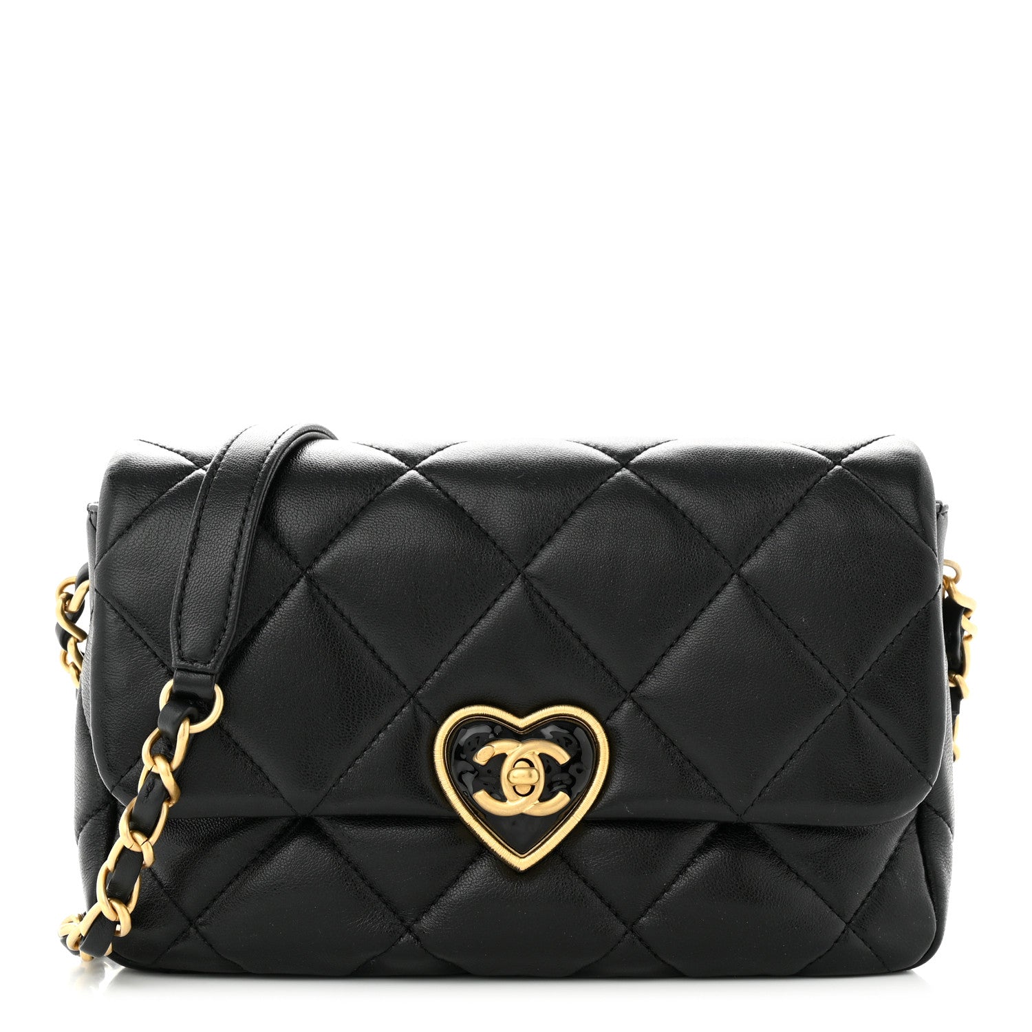 Chanel Lambskin Plexiglass Quilted Coco Love Flap Black 1 of 10