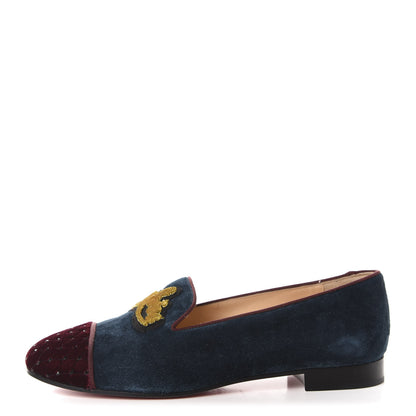 Christian Louboutin Velvet Veau Velours Cap Toe I Love My Loubies Loafers 37.5 Rouge Imperial Blue Kohl 1 of 10