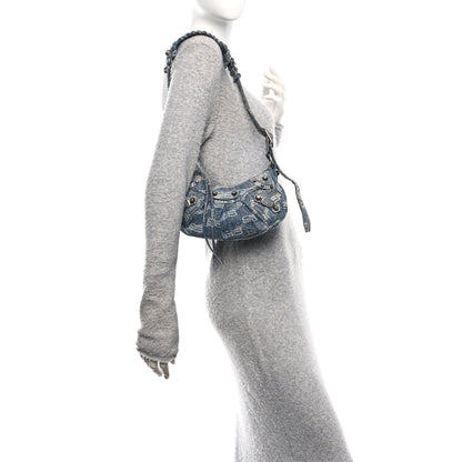 Balenciaga Bleached Denim BB Monogram Le Cagole Shoulder Bag XS Blue 2 of 11