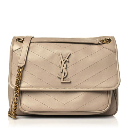 Saint Laurent Lambskin Matelasse Monogram Medium Niki Chain Satchel Dark Beige 1 of 10