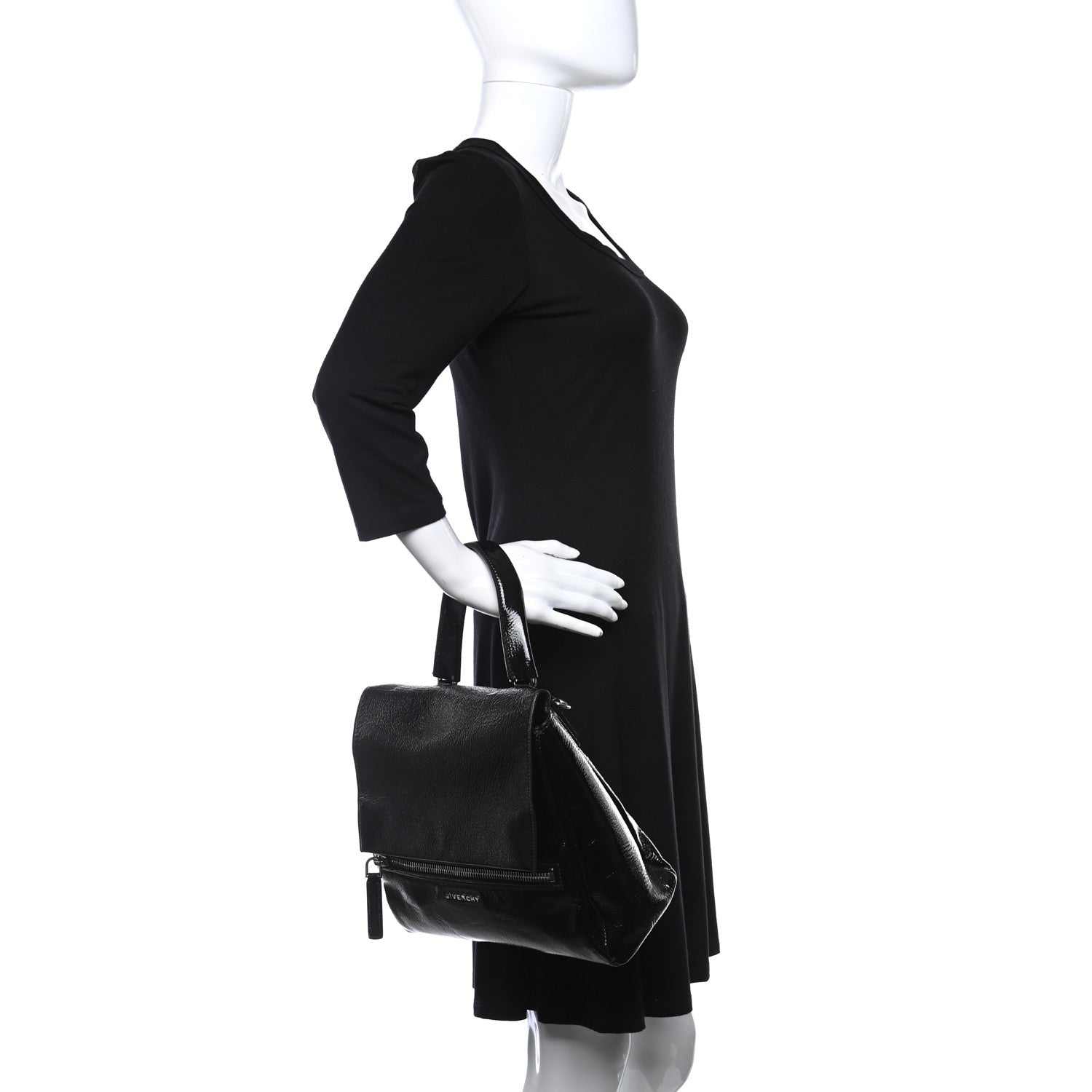 Givenchy Crinkled Patent Small Pandora Pure Flap Bag Black 3 of 10