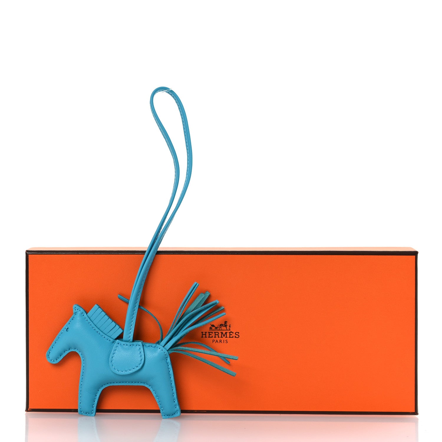 Hermes Milo Lambskin Grigri Rodeo Horse Bag Charm PM Bleu Azteque 5 of 5