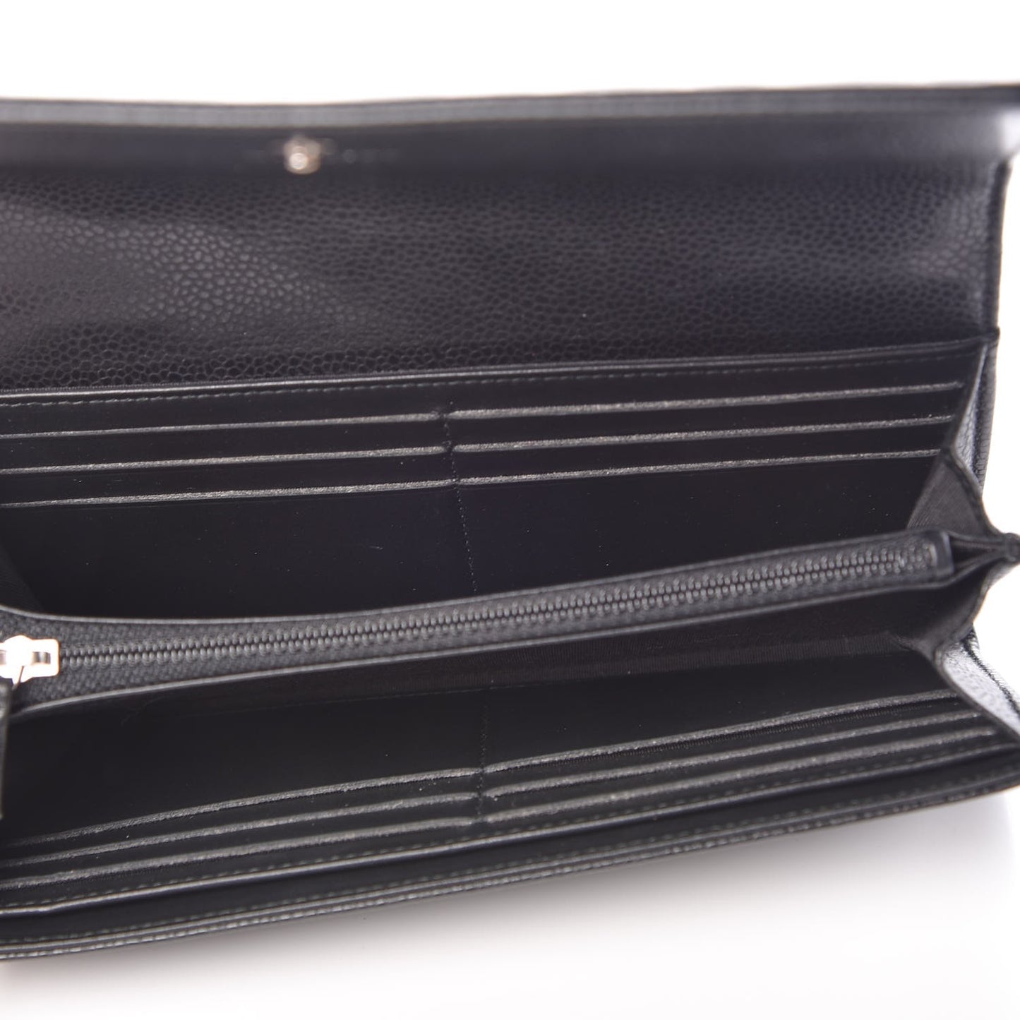 Caviar Quilted Diamond CC Large Gusset Flap Wallet Black
