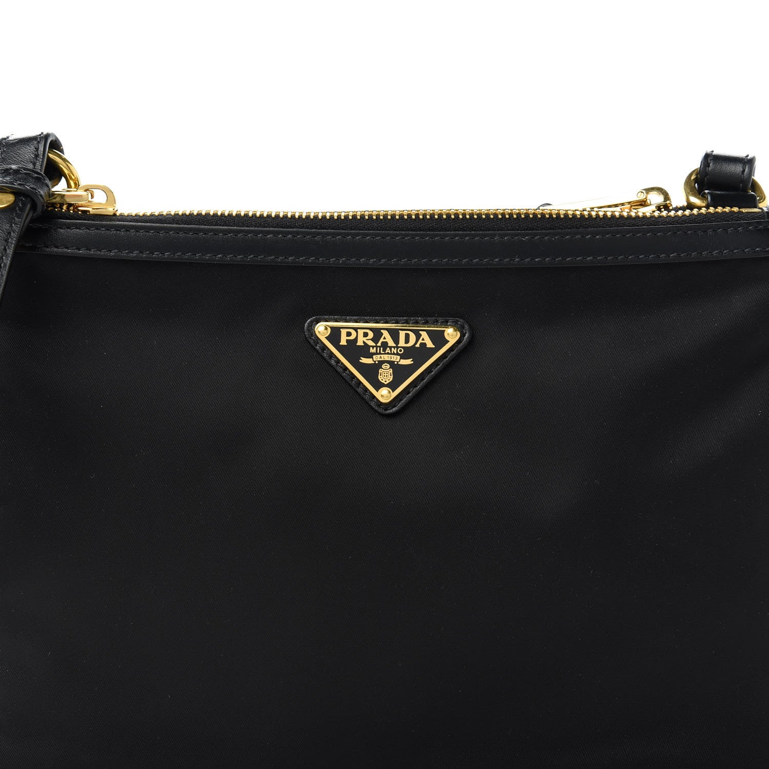 Prada Tessuto Nylon Soft Calf Double Zip Crossbody Bag Black 11 of 11