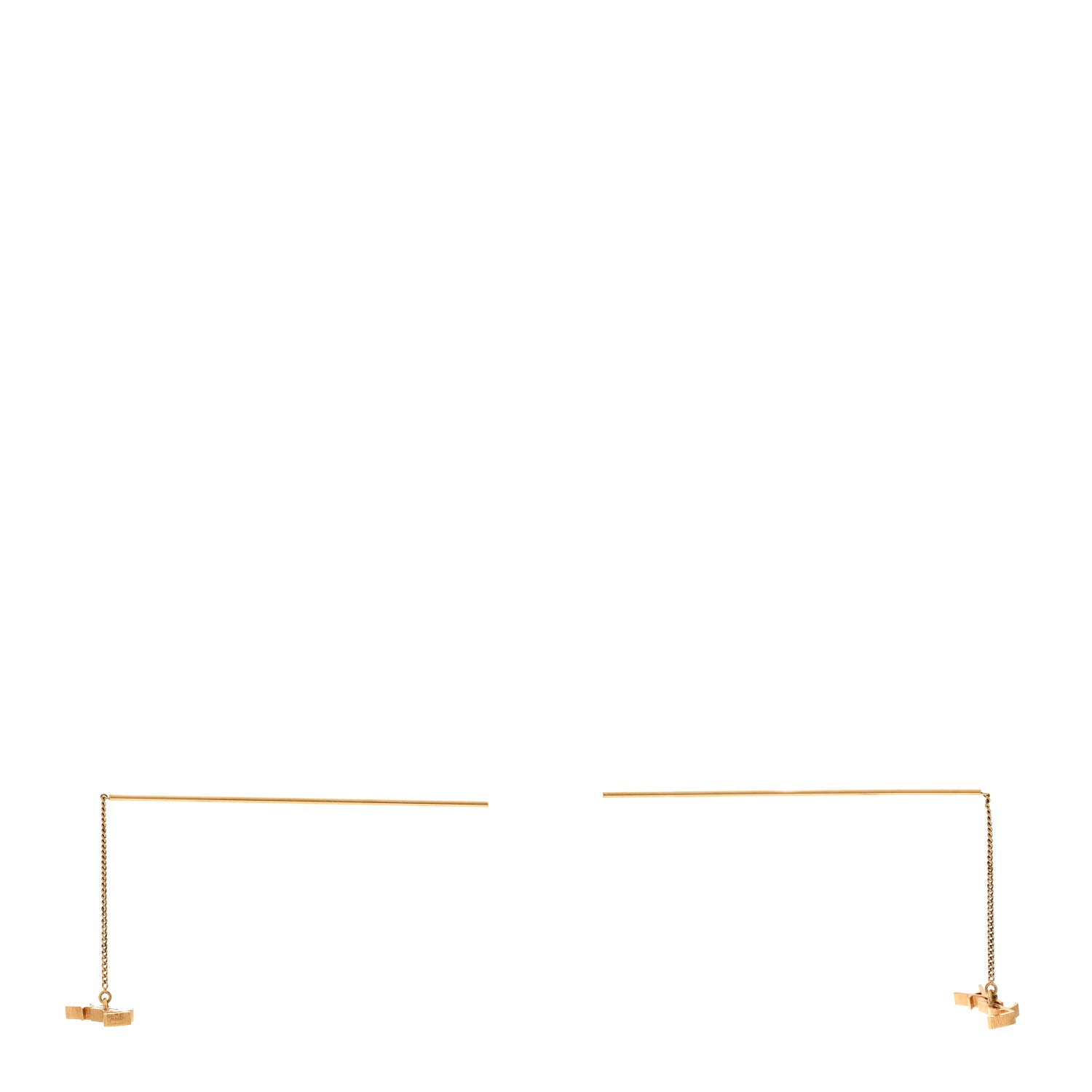 Saint Laurent Metal Monogram Pendant Threader Earrings Gold 3 of 5