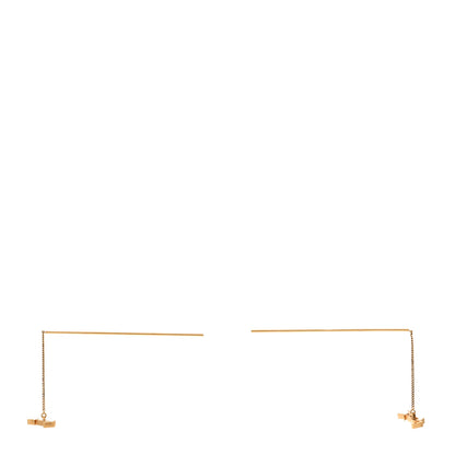 Saint Laurent Metal Monogram Pendant Threader Earrings Gold 3 of 5