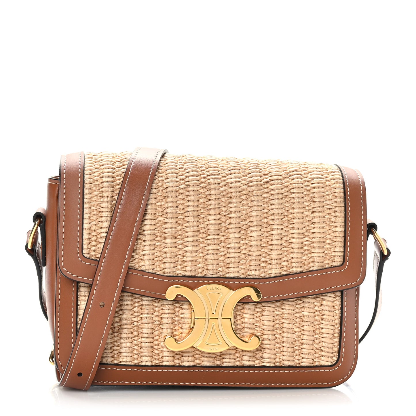 Raffia Calfskin Teen Triomphe Natural Tan
