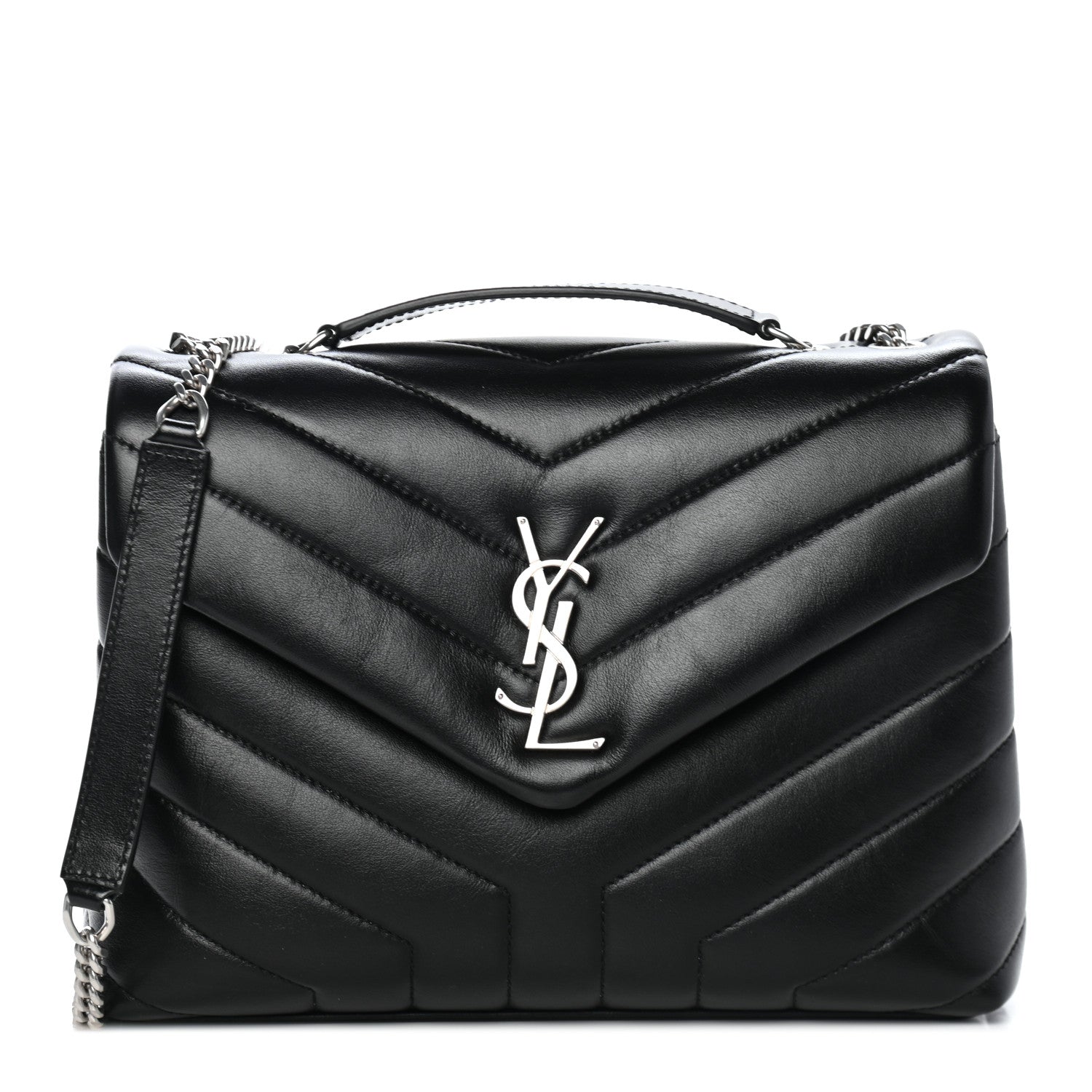 Saint Laurent Calfskin Y Quilted Monogram Small Loulou Chain Satchel Black 1 of 10