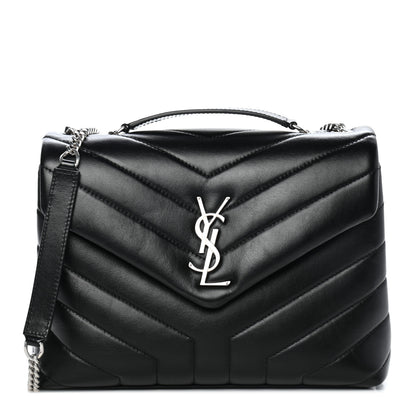 Saint Laurent Calfskin Y Quilted Monogram Small Loulou Chain Satchel Black 1 of 10
