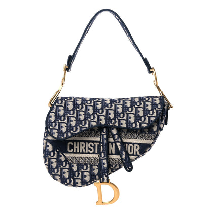 Christian Dior Oblique Embroidered Saddle Bag Blue 1 of 11