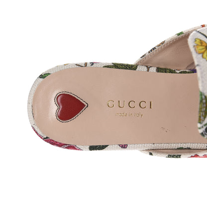 Gucci Canvas Flora Womens Princetown Slippers 39.5 White Multicolor 6 of 9