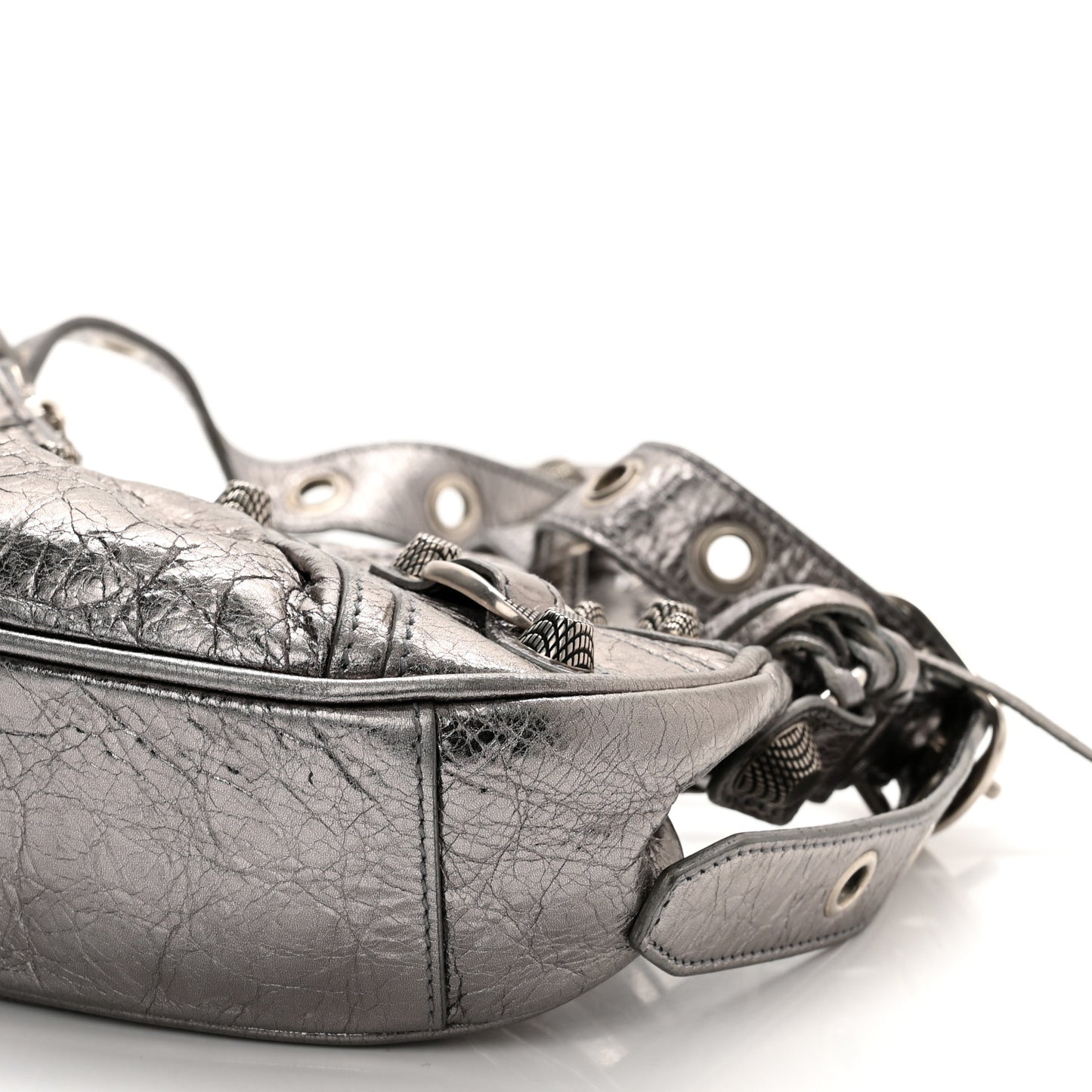 Metallic Agneau Arena Le Cagole Shoulder Bag XS Silver