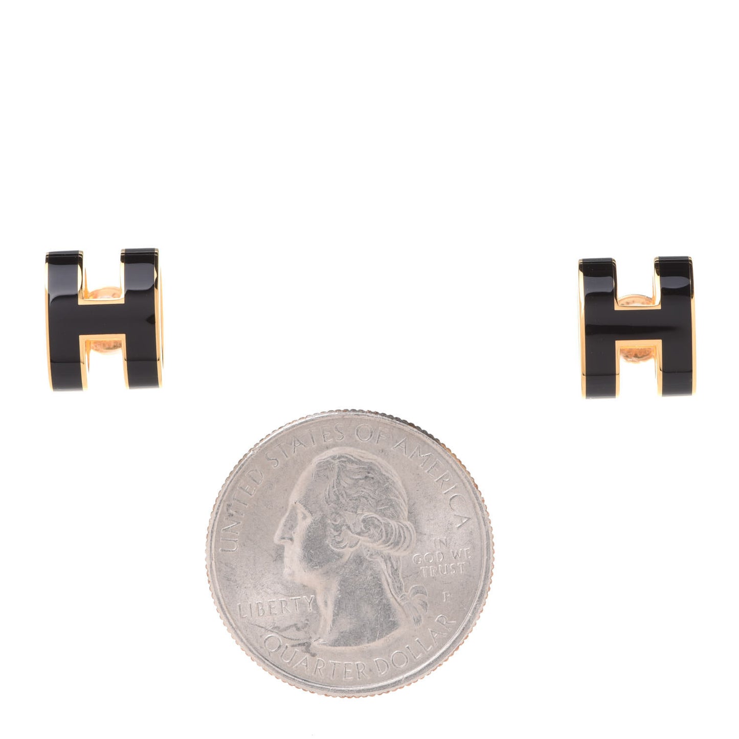 Gold Lacquered Pop H Earrings Black