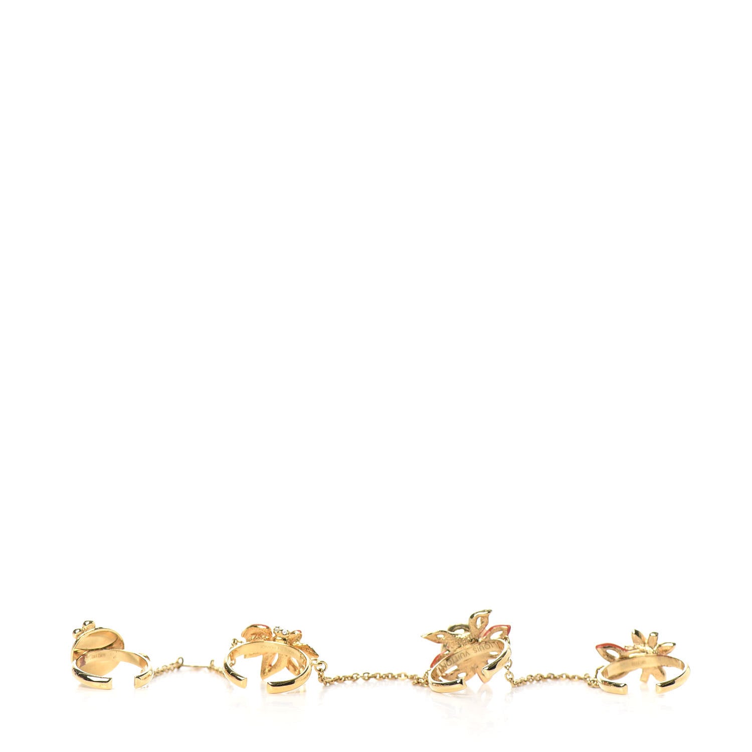 Louis Vuitton Crystal Strass Miss Windsor Fleur Ring Set Gold 3 of 7