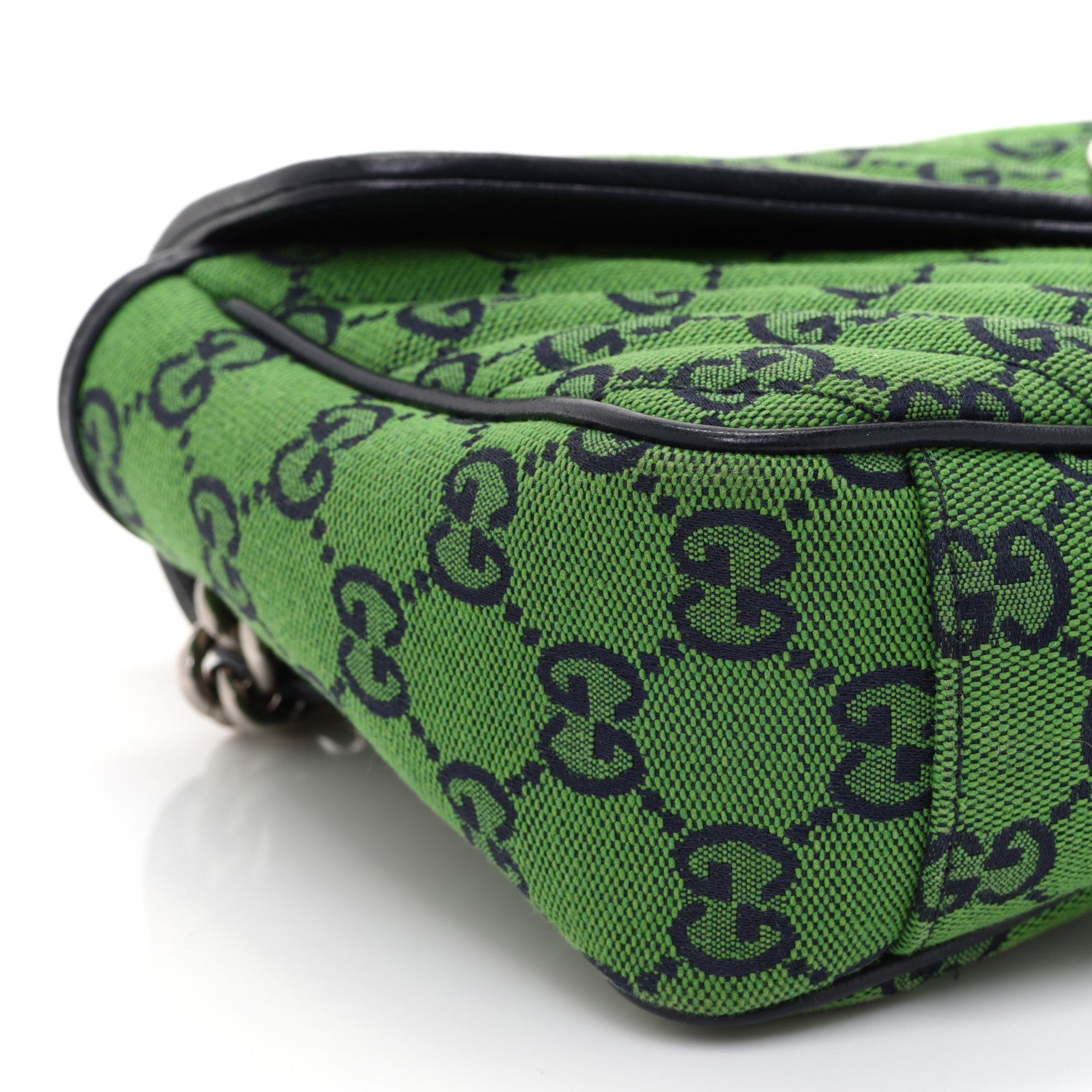 Gucci Monogram Multicolor Matelasse Diagonal Small GG Marmont Shoulder Bag Green Blue 9 of 10