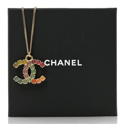Chanel Crystal CC Pendant Necklace Gold Multicolor 6 of 6