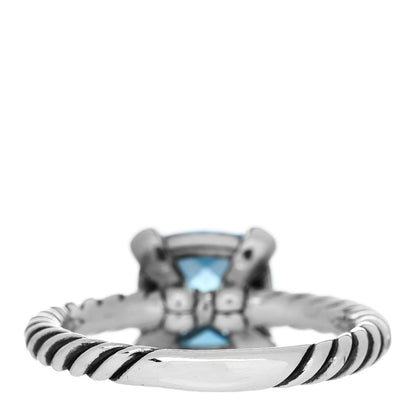 David Yurman Sterling Silver Diamond Blue Topaz 8mm Chatelaine Ring 50 5.5 4 of 6