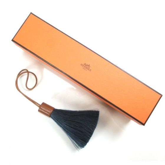 Hermes Horse Hair Barenia Tassel Bag Charm Bleu 2 of 4