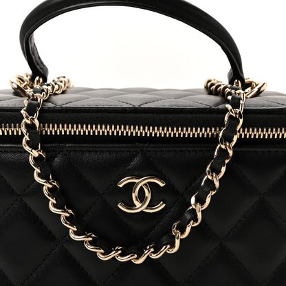 Chanel Lambskin Quilted Small Top Handle Vanity Case With Chain Black 8 of 10