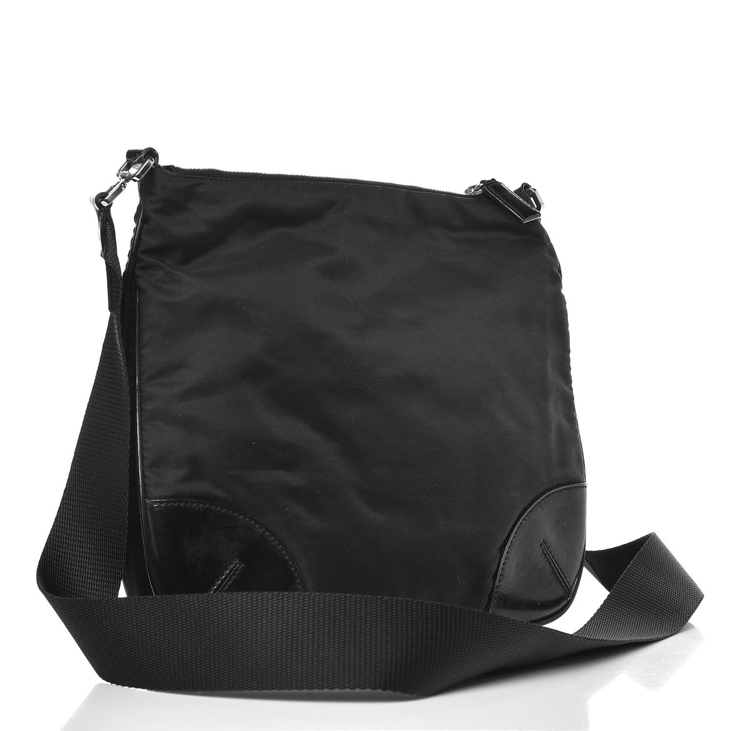 Nylon Flat Messenger Bag Black